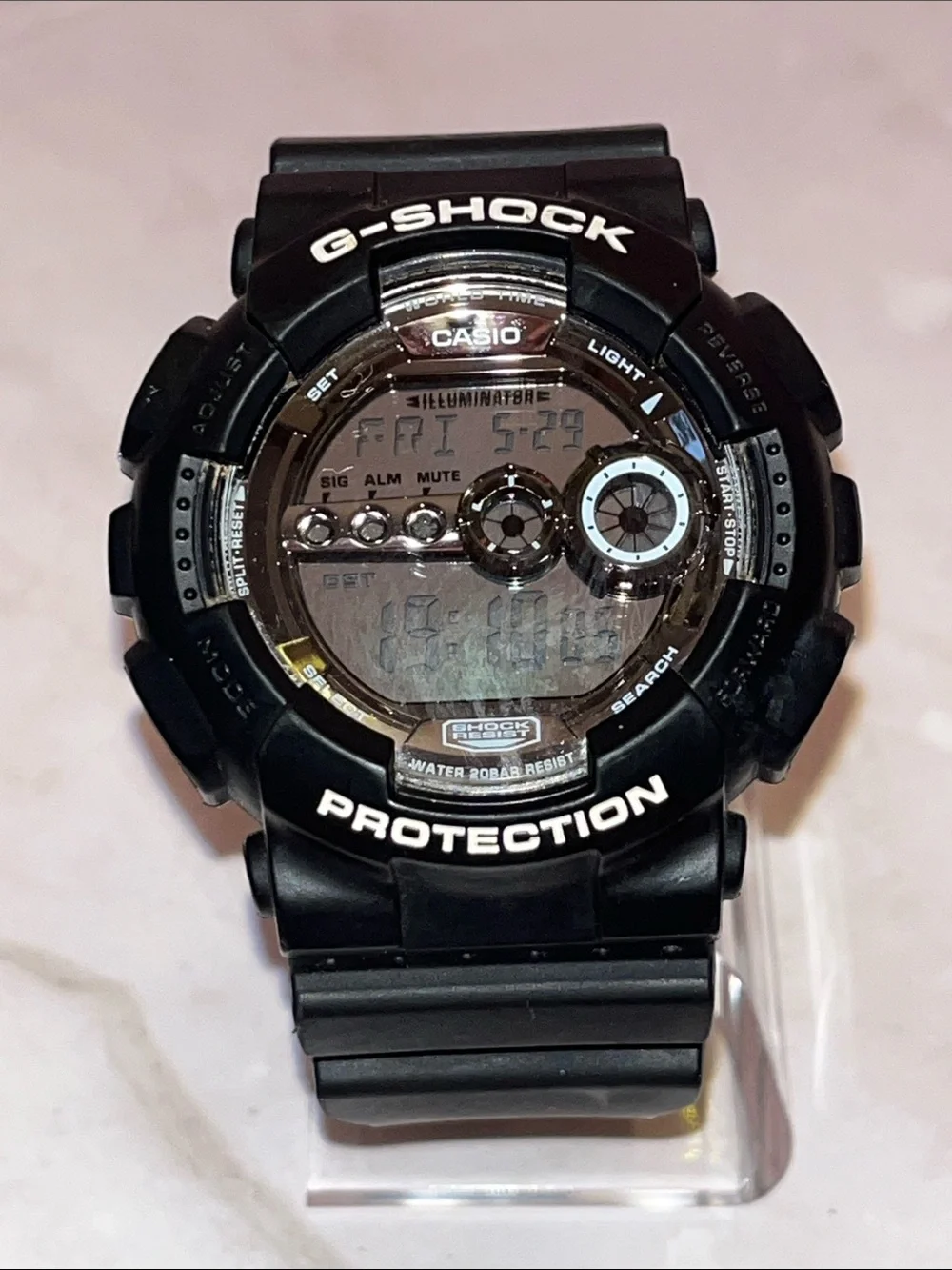 G-SHOCK GD-100BW Black Digital Watch 20ATM, Shock Resistant 50mm